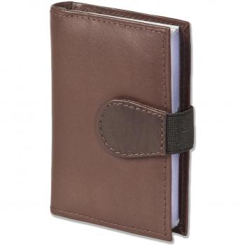 Rimbaldi XXL becerro de cuero titular de la tarjeta de crédito con 22 compartimentos de tarjetas hechas de piel de becerro suave, no tratado, de color marrón oscuro