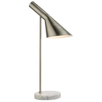 Lámpara de Mesa Carlo en Acero con Placa de Níquel Brillante y Base de Mármol Gris