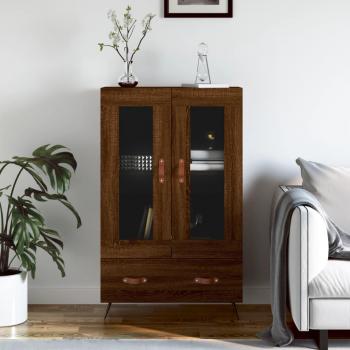 Aparador alto de madera de ingeniería en color roble marrón, dimensiones 69,5x31x115 cm, mueble de almacenaje para salón, buffet auxiliar y armario de almacenamiento