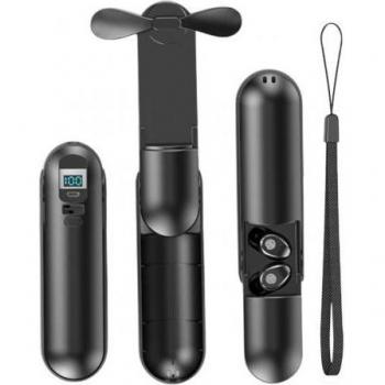 Auriculares Inalámbricos F7 TWS con Bluetooth 5.0 y Caja de Carga con Ventilador de Mano