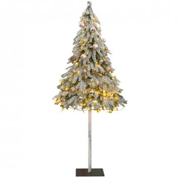 150 cm Flocked Snow Artificial Christmas Tree with 150 LEDs and Ball Set