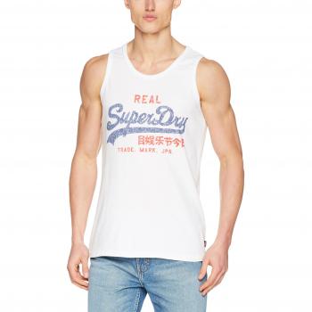 Superdry Vintage Logo Duo Entry, Camiseta Deportiva de Tirantes para Hombre, Blanco