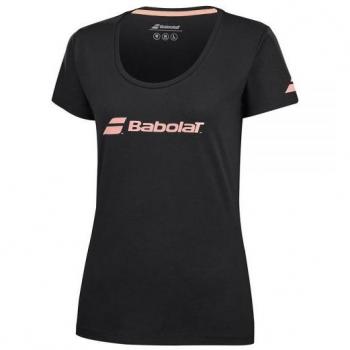 Camiseta Babolat Exs de Manga Corta para Mujeres - Negro - Confort y Durabilidad - Ideal para Pádel y Entrenamiento