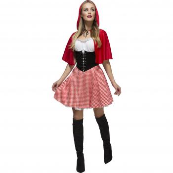 Disfraz Sexy de Caperucita Roja para Mujer con Corsé, Vestido y Capa con Capucha - Talla M