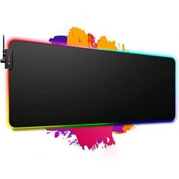 Alfombrilla Ratón Gaming RGB Ordenador XXL Grande 14 Modos de Iluminación 7 Colores LED 2 Niveles de Brillo 800x300x4mm,Duradero,Antideslizante,Impermeable para Jugadores Profesionales de PC,Negro