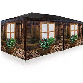 Pabellón Oktoberfest 6x3m con 6 Paneles Laterales Desmontables - Toldo de Fiesta para Eventos y Festivales 18m² estilo Cabaña Rústica