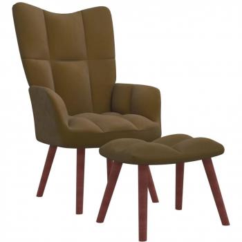 Sillón de relax con taburete de terciopelo en gris claro, gris oscuro y verde oscuro - Silla cómoda para dormitorio, sofá de ocio
