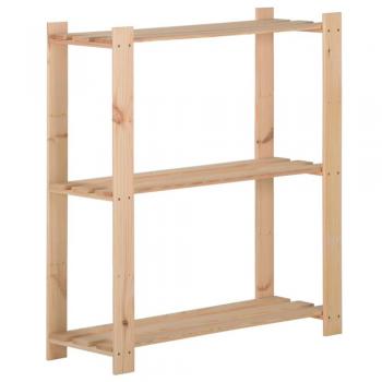 vidaXL 3-Tier Storage Rack 80x28.5x90 cm Solid Pinewood