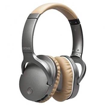 Auriculares Bluetooth Denver BTN-207 con micrófono y ANC, inalámbricos y alámbricos, color arena