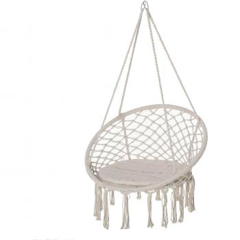 Silla colgante Outsunny con cojín arena 80x80x42 cm