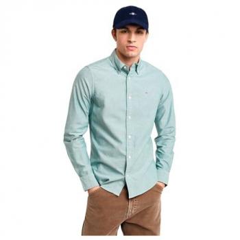 Camisa Oxford Slim Fit para Hombre Gant de Manga Larga en Verde Bosque - Talla XL - Casual, Algodón