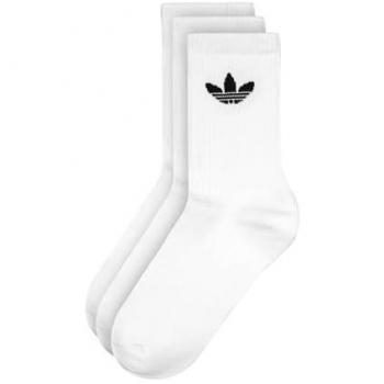 Adidas Solid Crew 3 Pack Unisex Calcetines Clásicos Trefoil Cushion Blanco Talla: 46-48