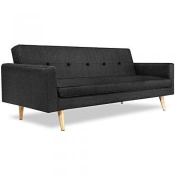 Sofá cama escandinavo recto de 3 plazas LARS gris convertible