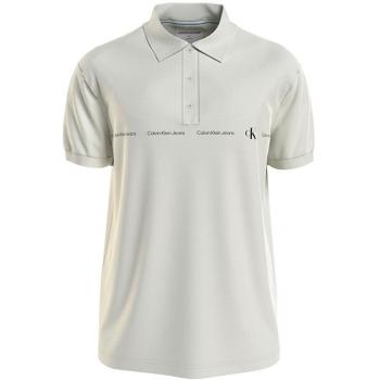 Calvin Klein Men's Logo Repeat Grey Polo Shirt - Short Sleeve, Spring/Summer Collection