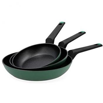 Set de 3 Sartenes Esencia Bidasoa Aluminio Forjado Verde Ø18/Ø22/Ø26 cm Antiadherentes Apto para Vitrocerámica e Inducción