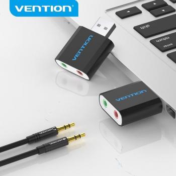 Tarjeta de sonido USB externa Vention, adaptador de auriculares de 3,5 mm, tarjeta de audio auxiliar para micrófono y altavoz, compatible con ordenador PUBG