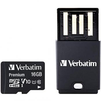Tarjeta microSDHC U1 Verbatim de 16 GB con Lector USB