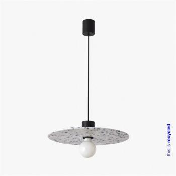 Lámpara Colgante Confetti 400 de Faro Barcelona - Marmol Reciclado Ø45cm Blanco/Negro