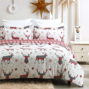 Bedsure Funda Nordica Cama 90cm - Patrón de Reno Reversible - Fundas Edredon Infantil 150x220cm con 1 Funda de Almohada 40x75cm