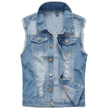 Sawadikaa Hombre Clásico Chaleco de Mezclilla Chaleco Jean Chaqueta de Vaquero Ropa de Calle