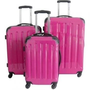 3 piezas Conjunto de maletas Trolley policarbonato - fucsia