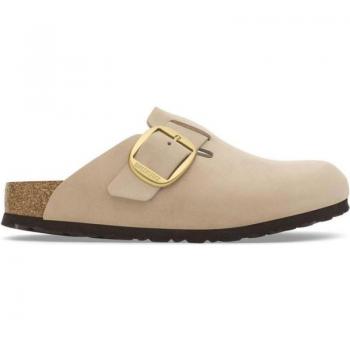 Birkenstock Boston Big Buckle Sandcastle Nubuck Leather Clogs Size 36 - Female