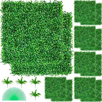 Panel de Boj Artificial Verde de 12 Piezas 50,8 x 50,8 cm, Alta Densidad, Resistente a UV y 100% PE para Decoración y Privacidad