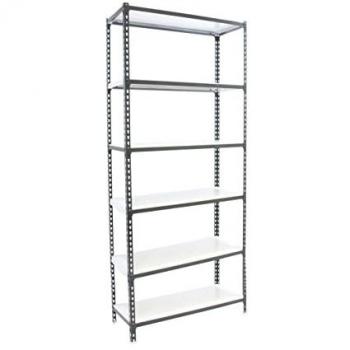 Estantería SIMONCLICK MINI 6/300 ANTRACITA/BLANCO, 6 baldas ajustables, capacidad de carga de 180 kg por punto de flexión, dimensiones de 2500x800x300 mm