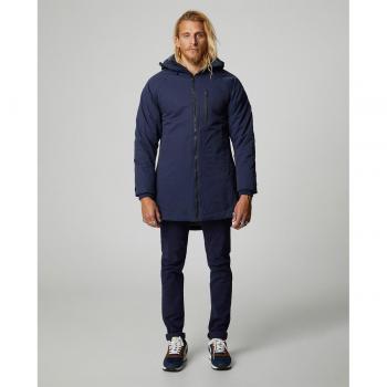 Parka larga de hombre con capucha azul marino