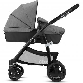 Cbx Leotie Flex - Cochecito 2 en 1 con asiento/capazo reversible, incluye cubierta para lluvia, desde el nacimiento hasta los 15 kg, Comfy Grey