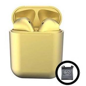Auriculares Bluetooth Inpods 12 Metalizado Amarillo Klack® TWS Compatibles con iPhone, Samsung y Huawei