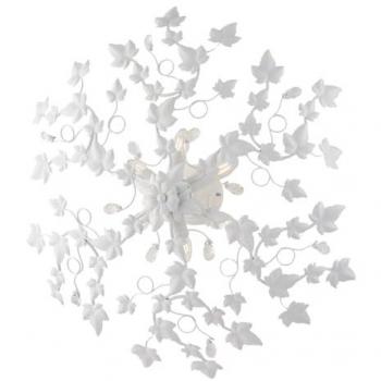 Lámpara de Techo Shabby Ivy de Hierro Forjado con 6 Luces y Cristales Blancos cm 80