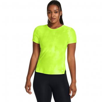 Under Armour Women's Laser Wash Short Sleeve Running Shirt - Neon Yellow, Size L