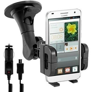 kwmobile Soporte para automóviles para Huawei Ascend G7 / G8 / GX8 + Dispositivo de carga - ¡El móvil encaja perfectamente en el soporte con la carcasa o funda!