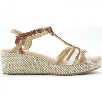 Sandalia Trenzada MERISSELL Mujer Blanco/Camel/Cuero (Mod: 4616)