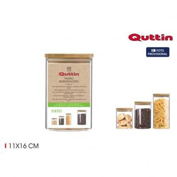 Tarro de vidrio borosilicato con tapa de bambú de 11x16cm - Quttin