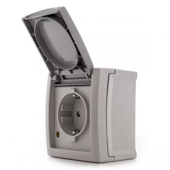 Toma de Corriente Panasonic Pacific 2P + T 16A 250V Tapa IP54 Gris