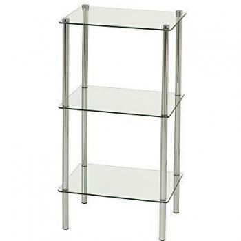 Estantería con 3 baldas de Cristal y Metal contemporáneo Plateada de 77x30x40 cm - LOLAhome