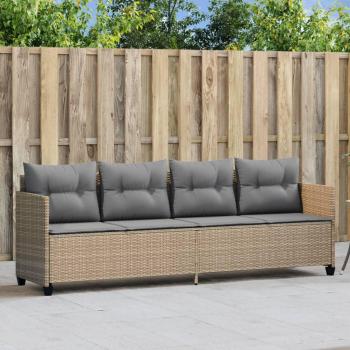 Tumbona de Exterior con Cojines de Ratán Sintético en Negro y Crema, Marrón y Crema, Gris - Ideal para Jardín, Playa, Piscina y Terraza