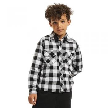 Children's Long Sleeve Plaid Shirt White/Black 134-140 cm