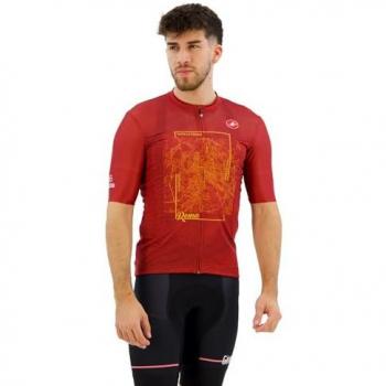 Castelli Maillot De Manga Corta Giro d'Italia 2024 Roma rojo anaranjado - S