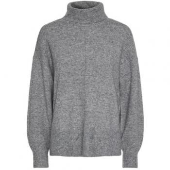 Pieces Malou Women's Turtleneck Sweater - Light Grey - XS