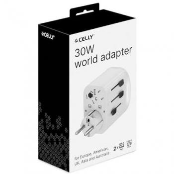 Cargador de Viaje Multiplug 30W con USB-A y USB-C, Adaptador Universal Compacto