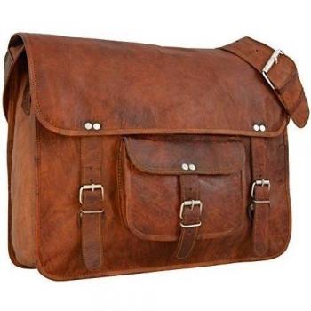 Gusti Leder nature Alex 17 Bolso Bandolera De Cuero Formato A4 Trabajo Universidad Oficina Clases Tiempo Libre Libros Cartera Portátil 17'' Estilo Vintage Retro Unisex Piel Auténtica U23