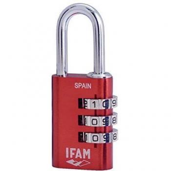 IFAM | Candado de Combinación Col Combi | 30mm| Color Rojo | Máxima Seguridad | Suavidad de Rodillos | Con Clave y Más de 1.000 Combinaciones