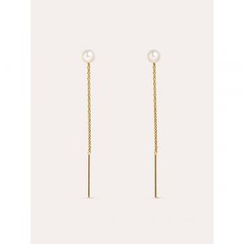 Pendientes Falling Pearl de plata bañados en oro