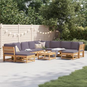 11-Piece Acacia Solid Wood Garden Lounge Set with Cushions