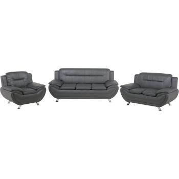 Conjunto de Sofás de Piel Sintética 6 Plazas Gris Leira
