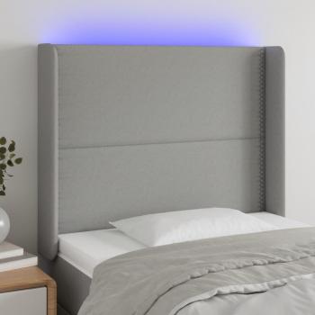 Cabecero LED de tela gris claro 83x16x128 cm