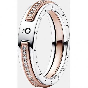Anillo Pandora Signature 182773C01-56 en Plata de Ley y Oro Rosa de 14k con Circonitas Bicolor